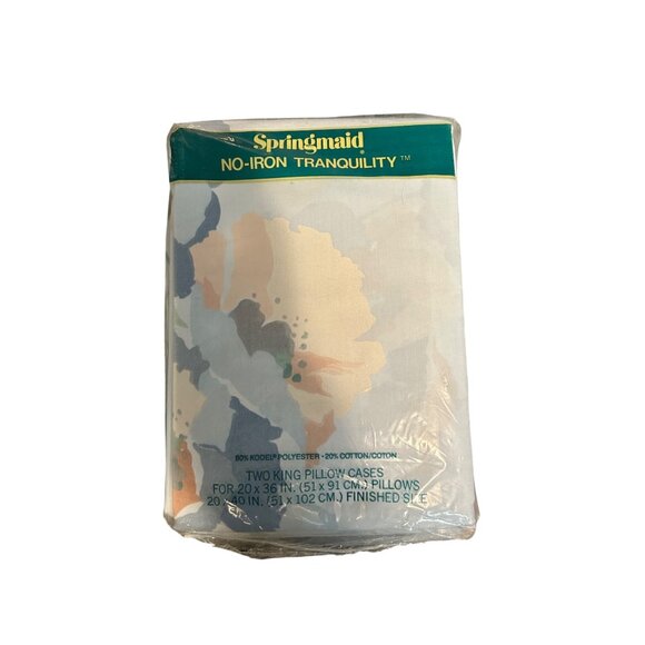 Springmaid No-Iron Tranquility King Pillowcases new open packaging - Picture 1 of 4